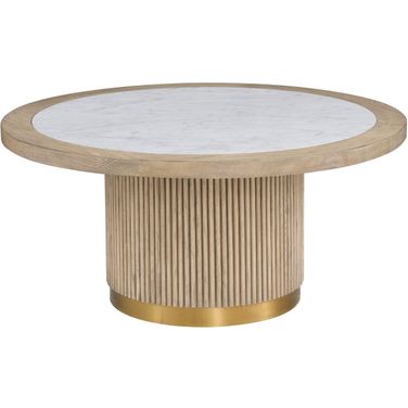 Everett Large Round Bunching Cocktail Table In Biscotti
