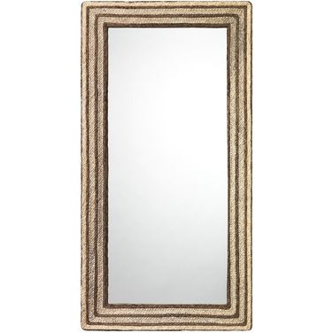 Evergreen Rectangle Mirror in Natural Braided Seagrass