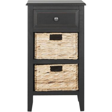 Everly Distressed Black Drawer Side Table