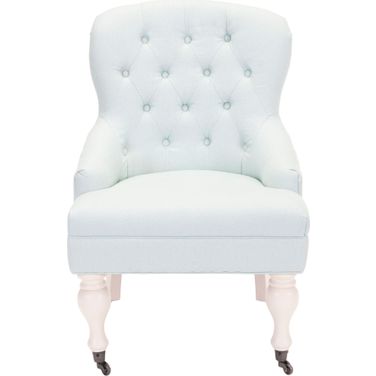 Everly Robins Egg Blue and Ivory Tufted Arm Chair