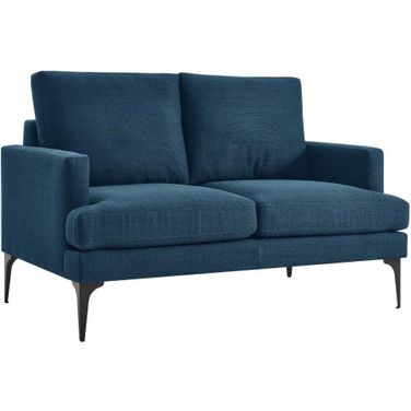 Evermore Upholstered Fabric Loveseat In Azure