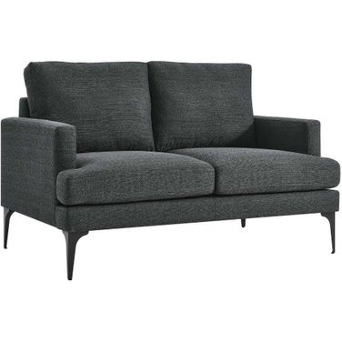 Evermore Upholstered Fabric Loveseat In Gray