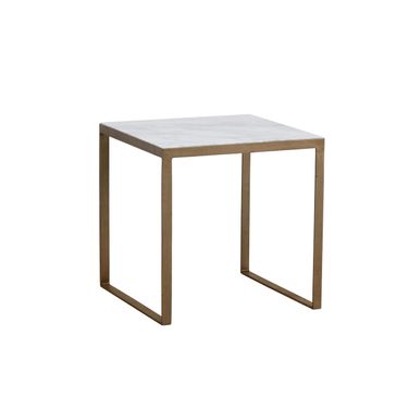 Evert End Table In Antique Brass and White