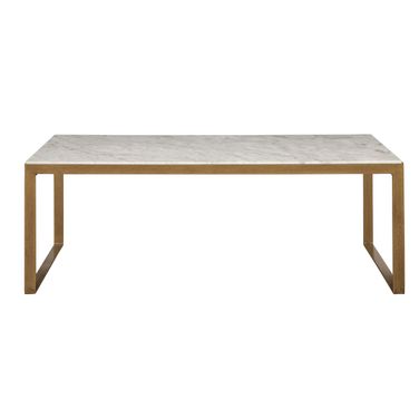 Evert High Coffee Table In Antique Brass and White