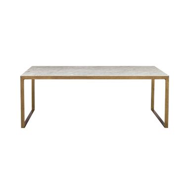 Evert Low Coffee Table In Antique Brass and White