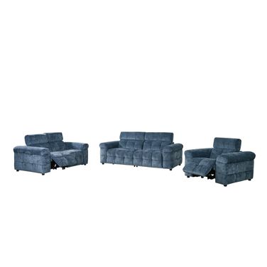 Everyday Soffio Fabric Living Room Set In Navy Blue