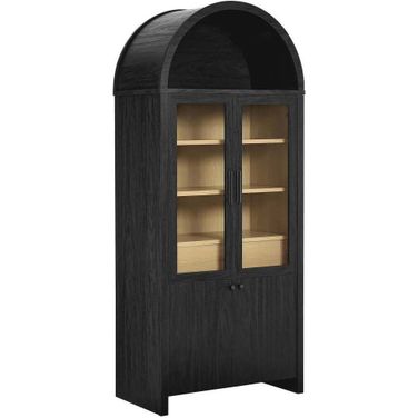 Evie Arched Tall Display Cabinet In Black and Oak