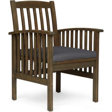 Evoke Dining Chair with Slat Design and Square Arm In Dark Grey