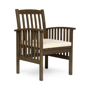 Evoke Dining Chair with Slat Design and Square Arm In Grey