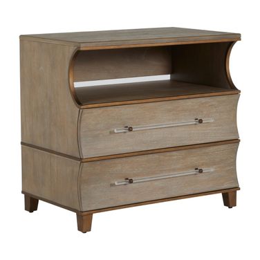 Evonne Nightstand In Cerused Natural Grey and Antique Bronze