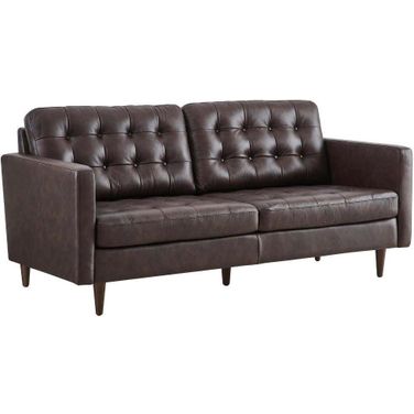 Exalt Brown Tufted Vegan Leather Sofa