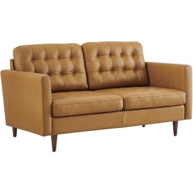 Exalt Tufted Vegan Leather Loveseat In Tan