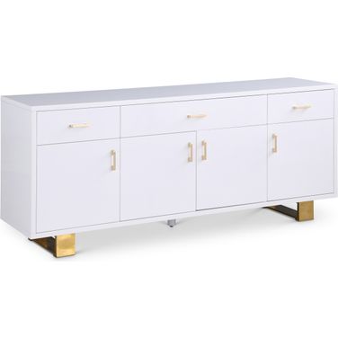 Excel Lacquer Sideboard/Buffet In White and Gold
