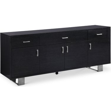 Excel Oak Veneer Lacquer Sideboard/Buffet In Grey and Chrome
