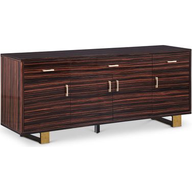 Excel Zebra Wood Veneer Lacquer Sideboard/Buffet In Brown