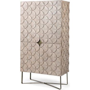 Excelsior Ii Light Brown Wood Gold Iron Base Storage Cabinet