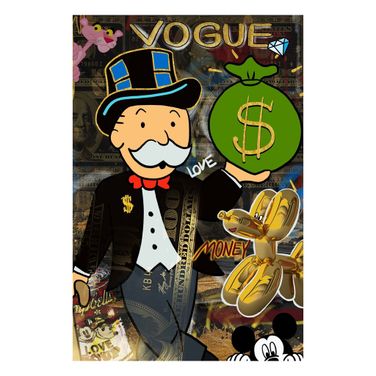 Expressive Dapper Tycoon Canvas Wall Art In Multi