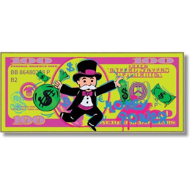 Expressive Money Power Mixed Media Art Wall Art In Multi