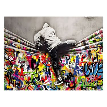 Expressive Over the Wall Canvas Wall Art In Multi