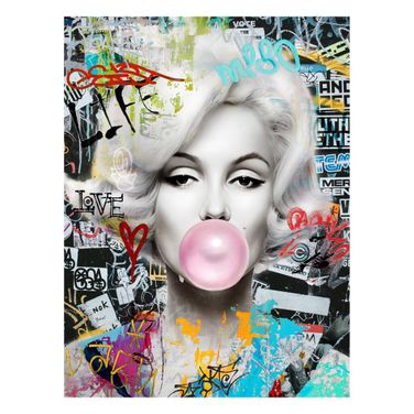 Expressive Pop Art Bubblegum Beauty Canvas Wall Art In Multi