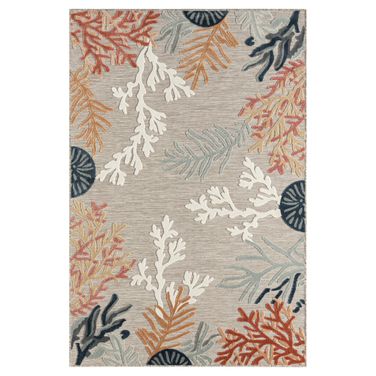 Eyrie 7'9" x 9'9" Kassandra Coral Indoor/Outdoor Area Rug In Beige and Orange