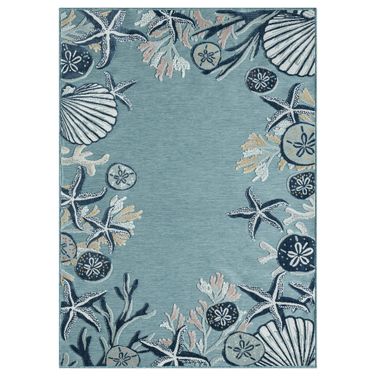 Eyrie 7'9" x 9'9" Kenya Coral Indoor/Outdoor Area Rug In Aqua Blue