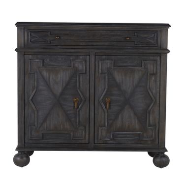 Ezekiel Cabinet In Cerused Forest Black and Antique Bronze