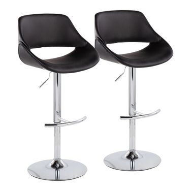 Fabrico Adjustable Bar Stool Set of 2 In Black