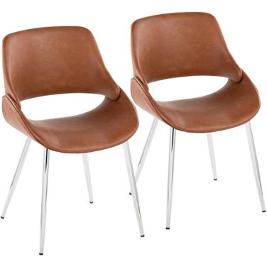 Fabrico Chair Set of 2 In Brown/Chrome