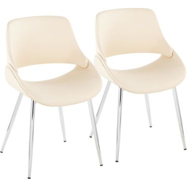 Fabrico Chair Set of 2 In Cream/Chrome