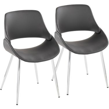 Fabrico Chair Set of 2 In Gray/Chrome