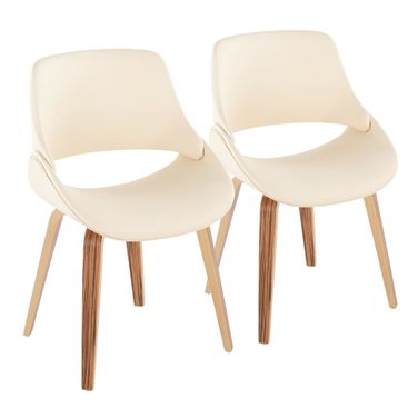 Fabrico Faux Leather Chair Set of 2 In Cream