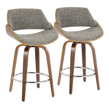 Fabrizzi 26 Inch Fixed Height Counter Stool Set of 2 In Grey