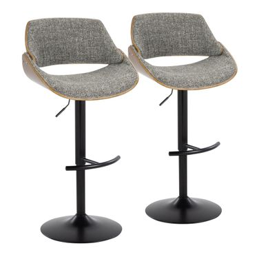 Fabrizzi Adjustable Barstool Set of 2 In Gray and Walnut