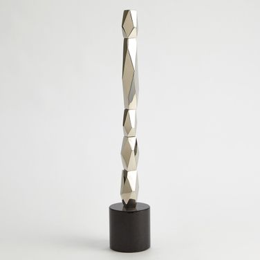 Facet Tall Block Sculpture In Nickel