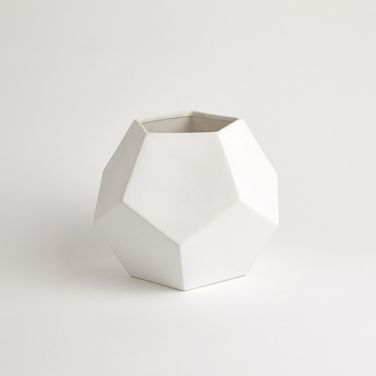 Faceted Large Vase In Matte White