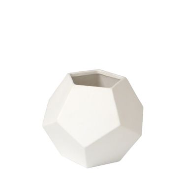 Faceted Medium Vase In Matte White