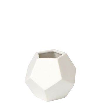 Faceted Small Vase In Matte White