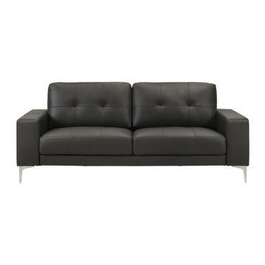Faelin 79 Inch Top Grain Genuine Leather Sofa with Tufted Back In Cola