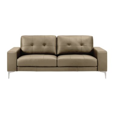 Faelin 79 Inch Top Grain Genuine Leather Sofa with Tufted Back In Khaki