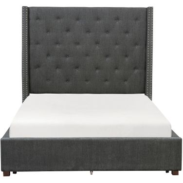 Fairborn California King Platform Bed with Storage Footboard In Gray