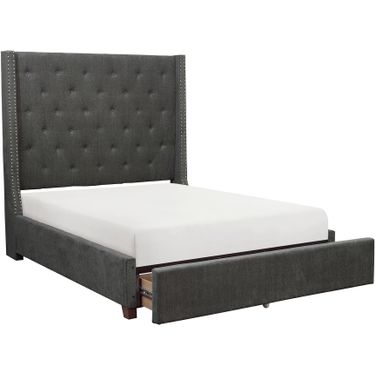 Fairborn Queen Platform Bed with Storage Footboard In Gray