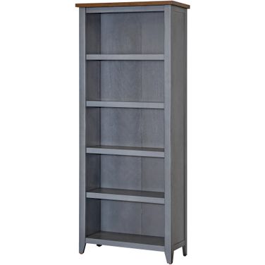 Fairmont Farmhouse Open Wood Bookcase In Dusty Blue