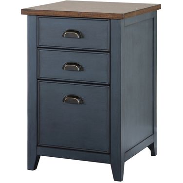 Fairmont Farmhouse Three Drawer Wood File Cabinet In Dusty Blue
