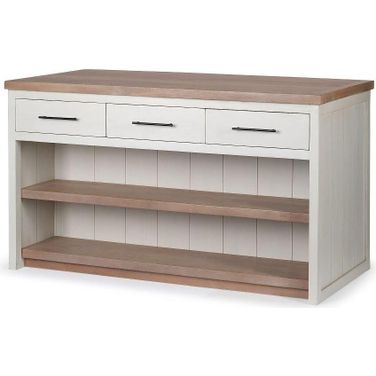 Fairview Ii White And Brown Two-Tone Stain Solid Wood Kitchen Island