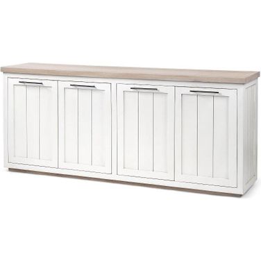 Fairview Iii Solid Wood Brown Top And White Frame 4 Cabinet Door Sideboard