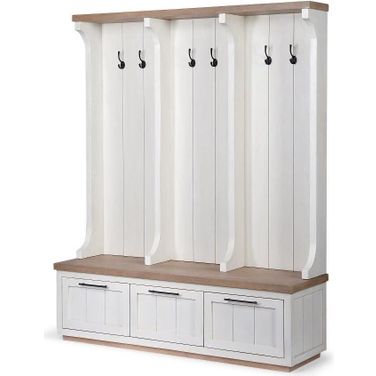 Fairview Iv White And Brown Wood With Storage Hall Tree