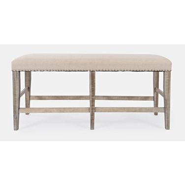 Fairview 52 Inch Backless Upholstered Counter Height Bench In Ash