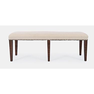 Fairview 52 Inch Backless Upholstered Dining Bench In Oak