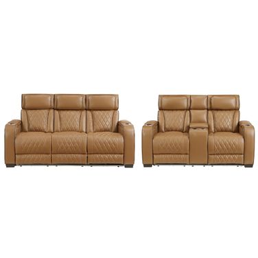 Fairway Power Double Reclining Living Room Set In Brown